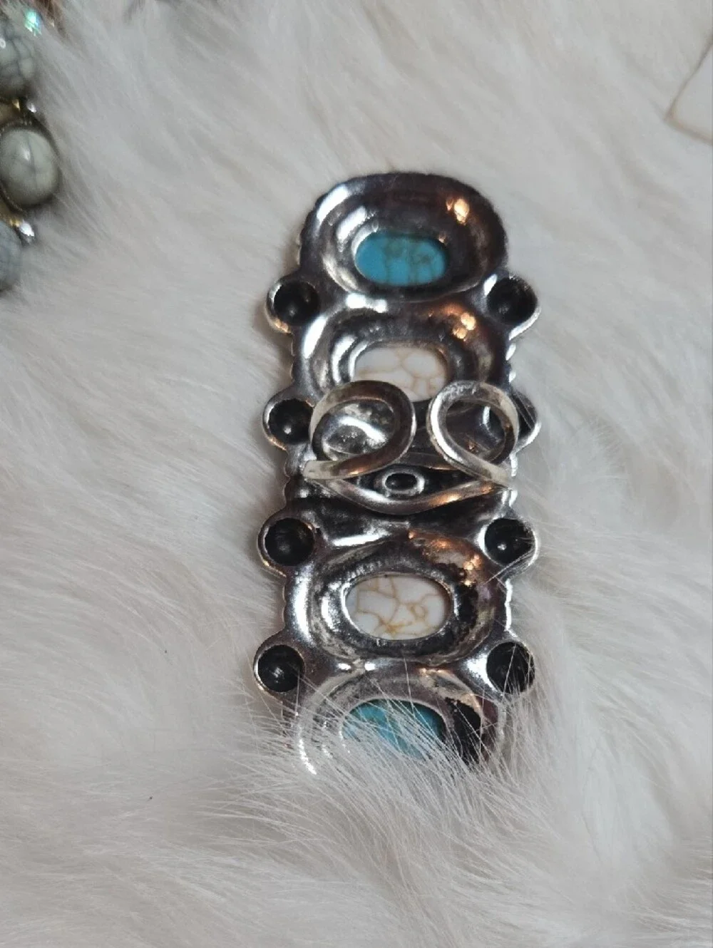 Turquoise & White Stone Statement Adjustable NWT